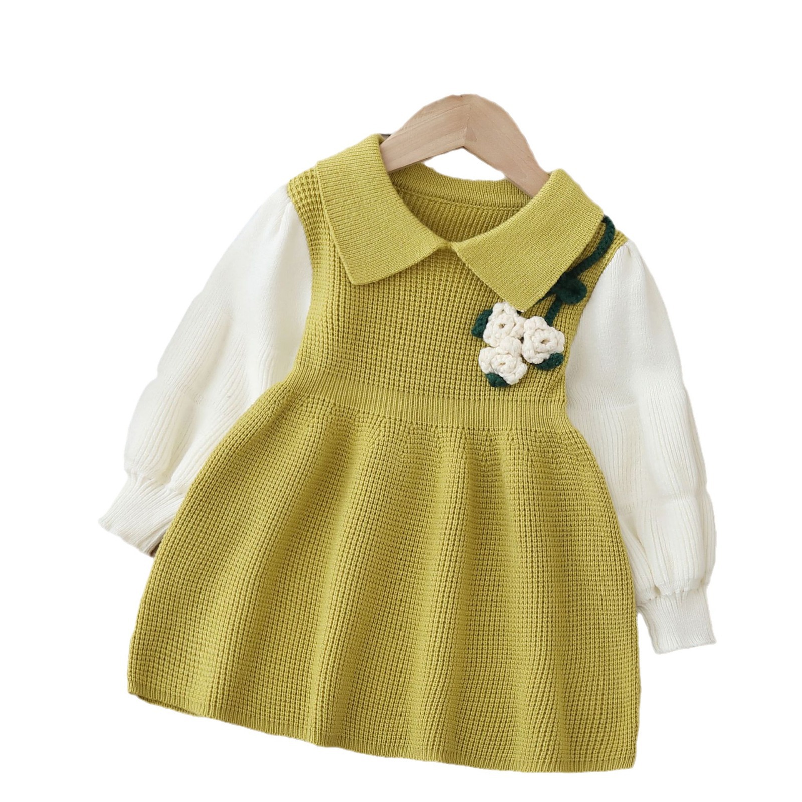 Girls' Sweater Dress 2023 New Year's Sweet Handmade Knitted dress Baby Girl 3 Skirt 4