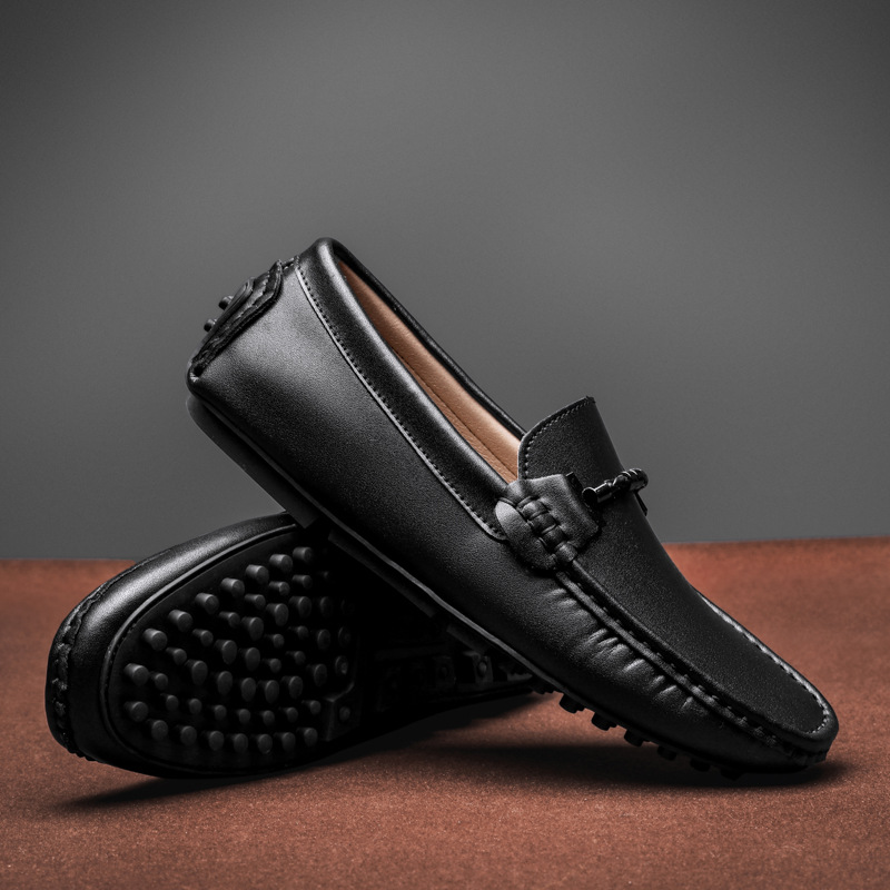 Spring and Summer New Men's Cross-border plus size Shoes British Fashion Metal Buckle Convenient Leg Casual Loafers