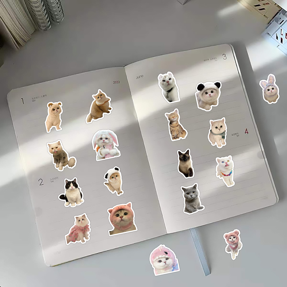 63 special-shaped dog cat stickers cute realistic kitten ins Korean style mobile phone Shell Flat small stickers