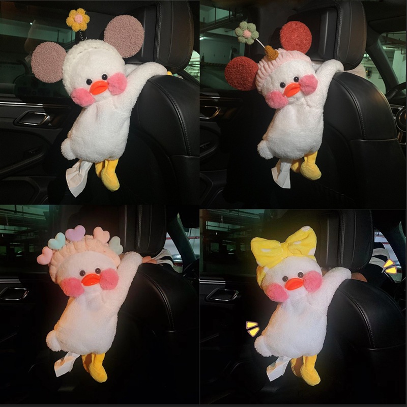 Car Tissue Box Cartoon Cute Duck Interior Accessories Convenient Chair Back Hanging Multifunctional Car Hanging Tissue Pumping