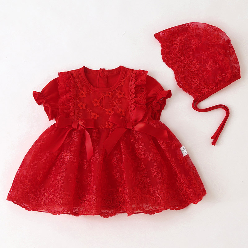 Red short-sleeved adorable little ha skirt (please wash it separately, do not wash it with other clothes, it is easy to dye)
