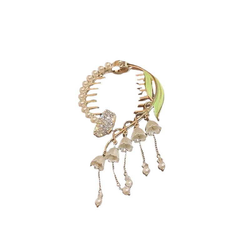 Forcina per capelli con nappa di orchidea in stile antico, con testa a sfera, fermaglio fisso per capelli da donna di alta qualità, accessori per capelli raccolti a metà_voghion.com