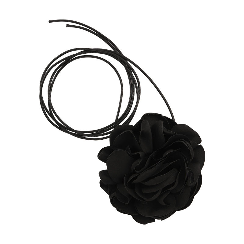 Black Three-dimensional Flower Strap Necklace Rose choker Necklace Women's Neck Strap Neck Accessories Collar