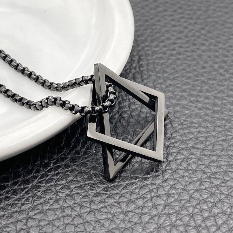 Necklace Men's Trendy Women's Hip Hop Ins Cold Style Simple Niche Design Men's Color-free Woolen Chain Titanium Steel Necklace