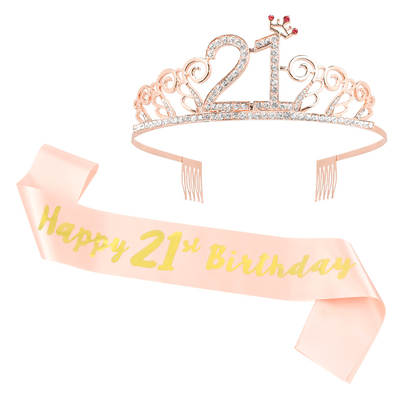 Spot birthday shoulder strap set rose gold 21 year old Crown shoulder strap happy 21st birthday set