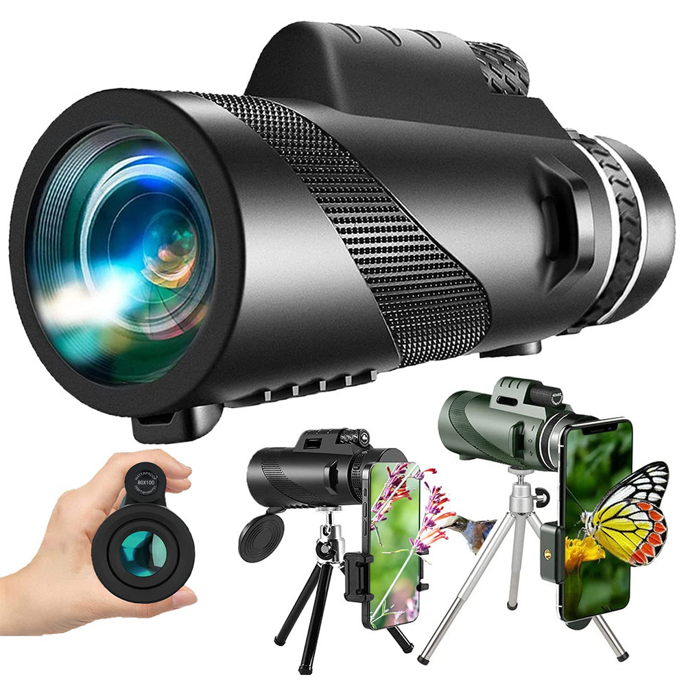 SOURCE Factory 10x42 monocular mobile phone telescope large diameter 80x100 high power HD Outdoor low light night vision