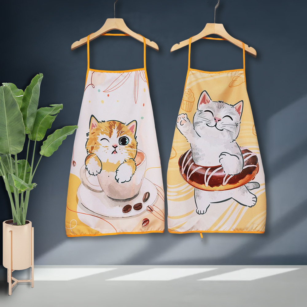 Cross-border new style small fresh cat apron decoration fabric printed apron restaurant bar party atmosphere props