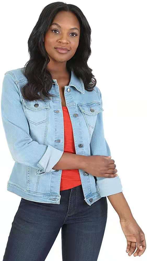 Amazon New 2021 Foreign Trade Women's Clothing European and American Fashion Short Denim Jacket Women's Slim Long Sleeve Jacket