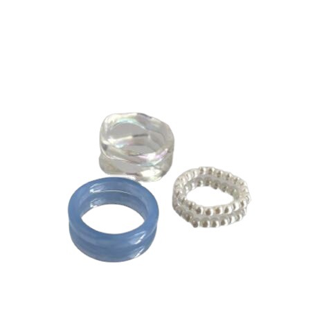 2022 Simple Resin Ring Plain Ring Pearl Ring Women's Niche High-grade Acrylic Ring Set 3-piece Set