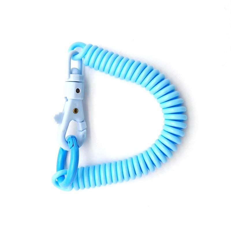 Factory wholesale plastic spring rope jelly color key chain bag card set lanyard key chain elastic anti-loss rope