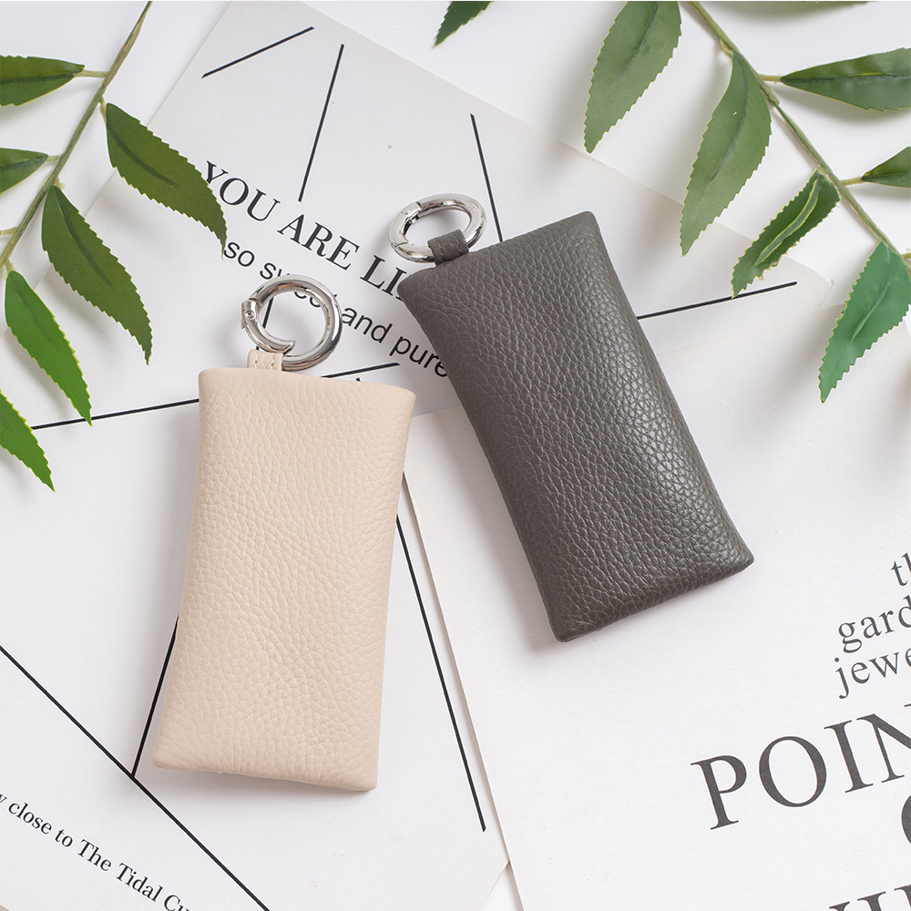 ins coin purse women's cute leather short zipper small wallet first layer cowhide keychain coin purse wholesale