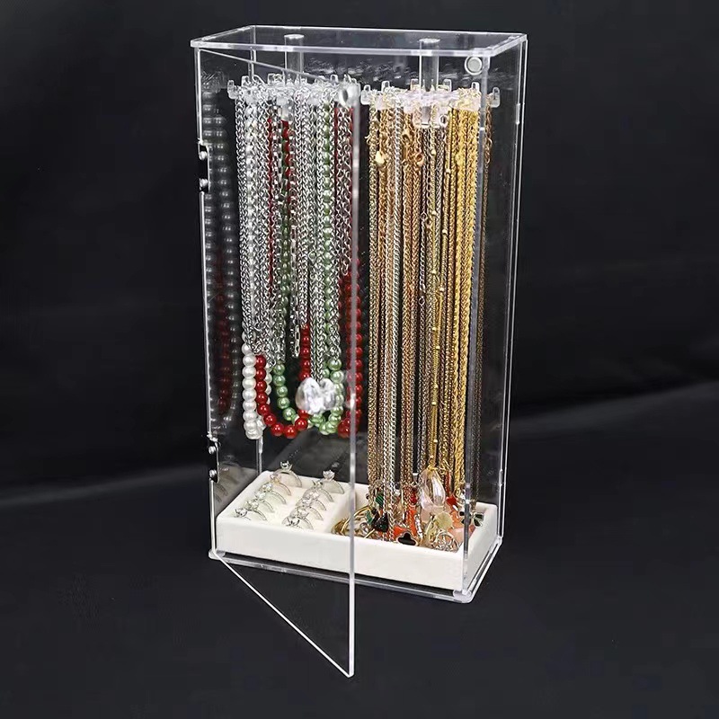 Cross-border New Necklace Bracelet Desktop Storage Rack Acrylic Hanger Storage Box Dust-proof Necklace Display Shelf