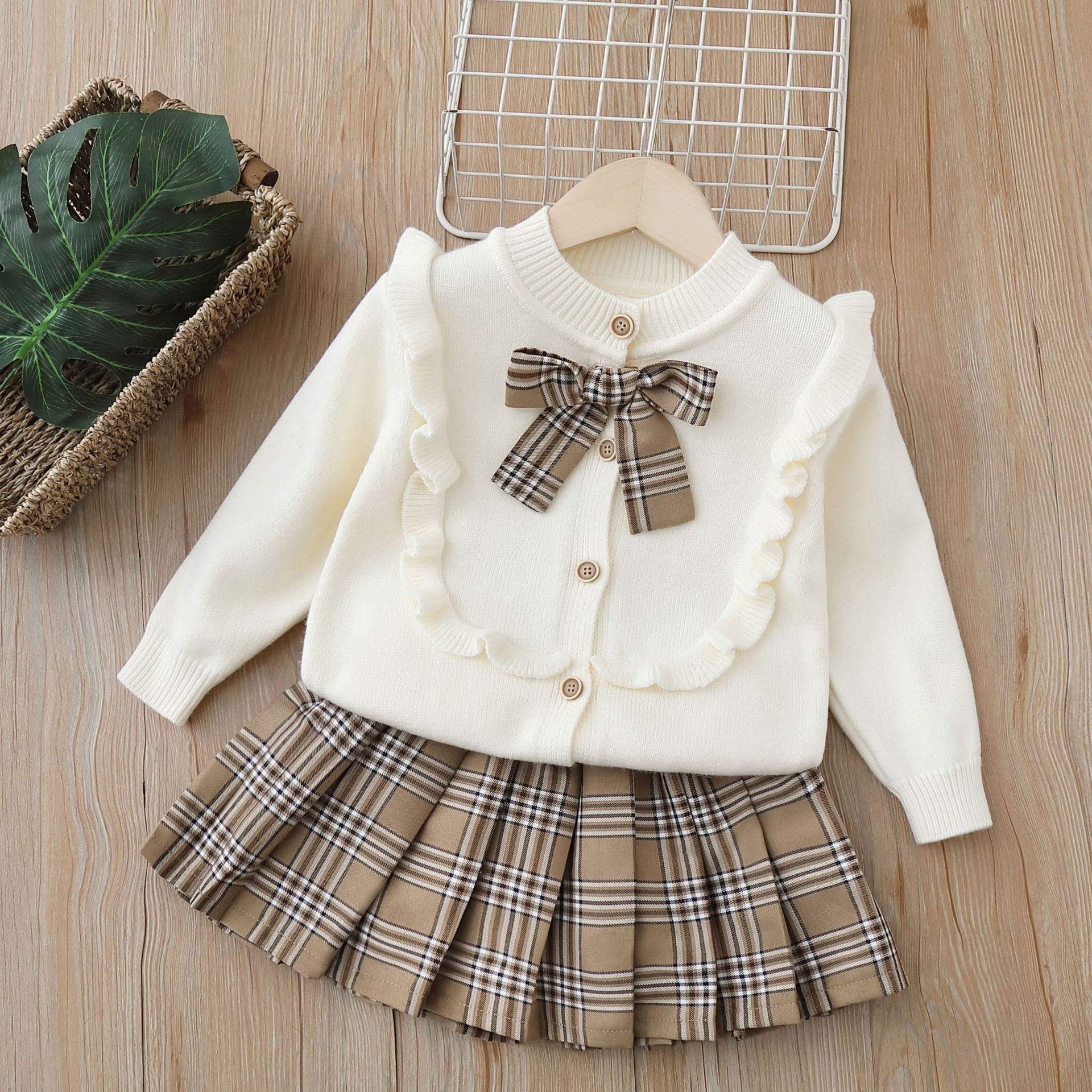 Children's sweater two-piece JK suit 2023 autumn new baby girl princess dress girls' suit autumn children's clothing