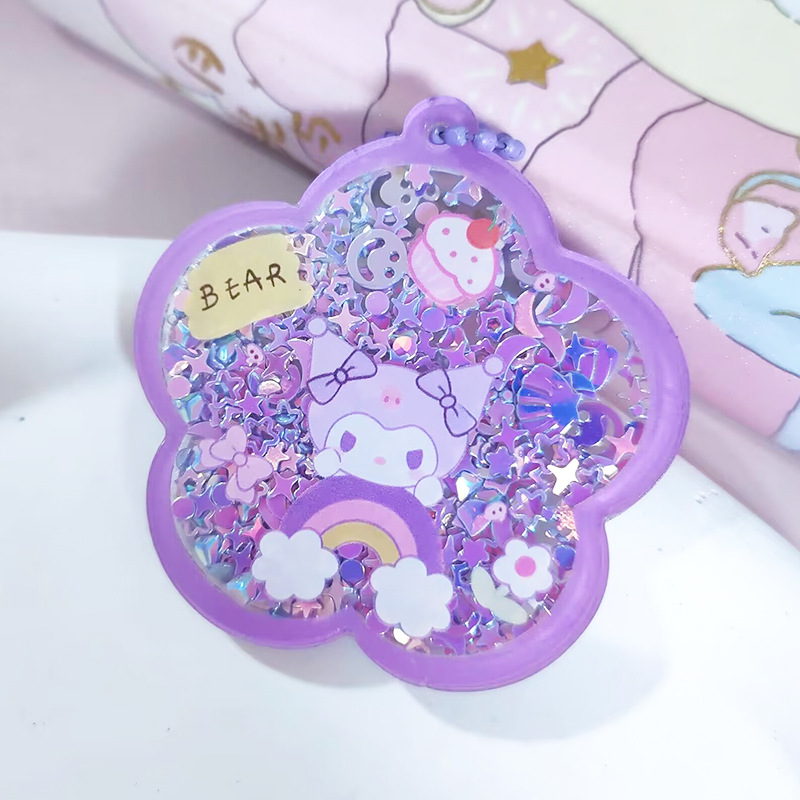 Transparent Acrylic Quicksand Keychain Portable Pendant Sanrio Quicksand Sequin Keychain ins Style Acrylic