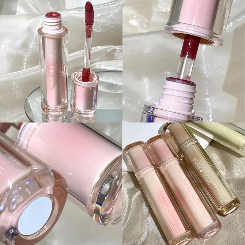 OULESONG frozen tea mirror Lip Glaze Water gloss lip gloss glass jelly round tube domestic products lip gloss cross-border live broadcast women