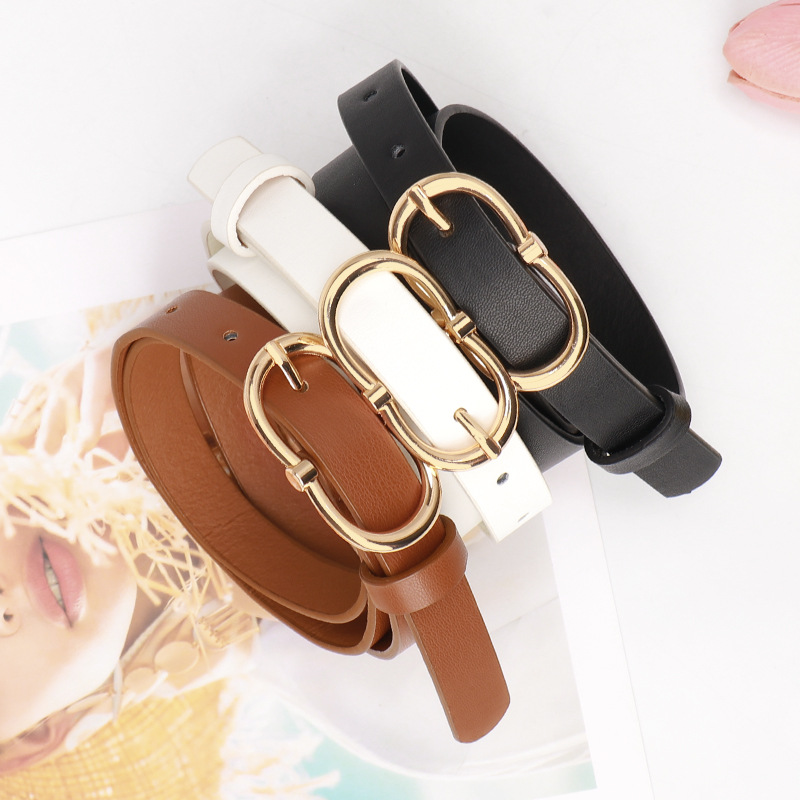 New fashion all-match women's belt high-grade alloy pin buckle imitation leather belt Women's decorative jeans thin belt