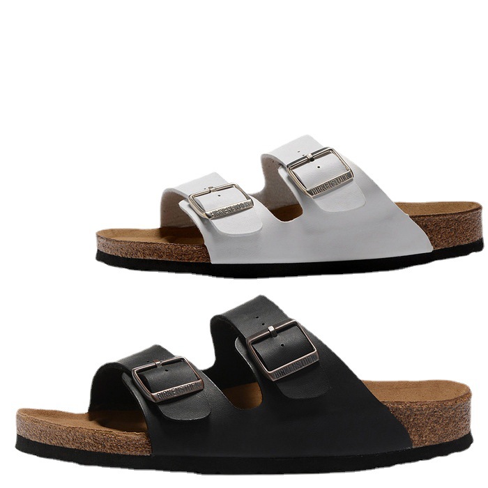 Summer Flat Slippers Outer Wear Flat Slippers Slip Toe Beach Shoes Men and Women Casual Flat Heel Cork Sandals Slippers in stock
