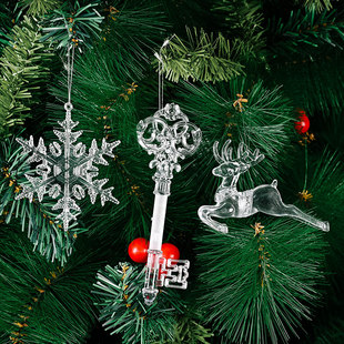 Cross-border New Christmas Tree Decoration Christmas Transparent Snowflake Pendant Creative New Deer Hanging Christmas Tree Hanging Ornaments