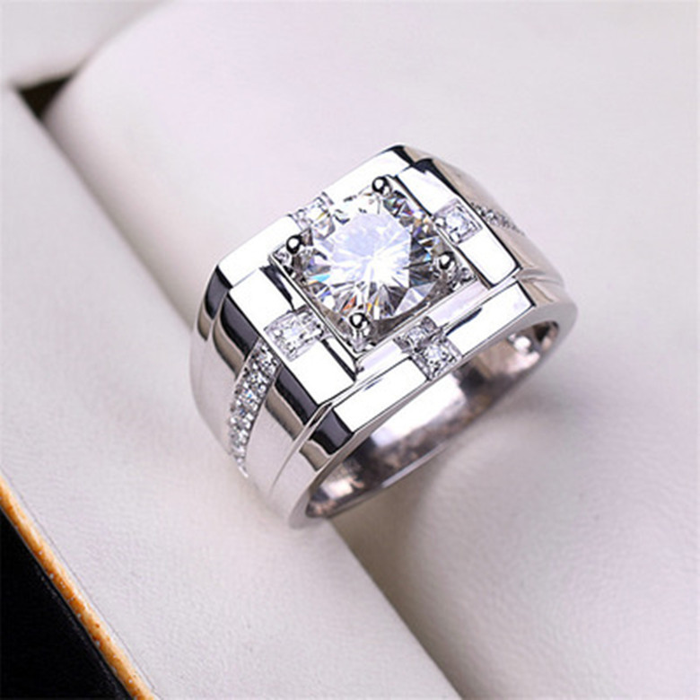 SOURCE Factory wholesale moissanite open mouth men's ring domineering men's open adjustable ring wedding ring TikTok delivery