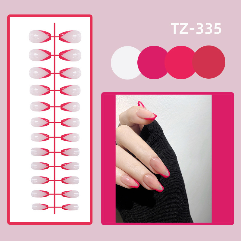 [Article] French simple European and American bright nail patch fake nail finished product 24 wear nail tools nail