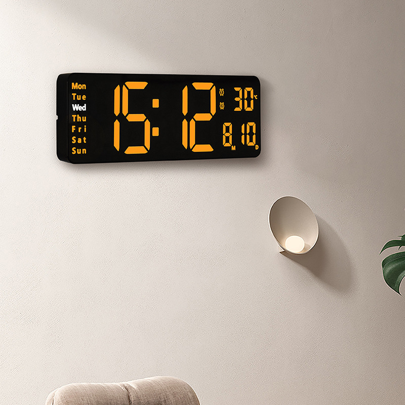 Large screen function display clock Nordic digital clock simple living room wall clock LED wall clock 13-inch, 16-inch