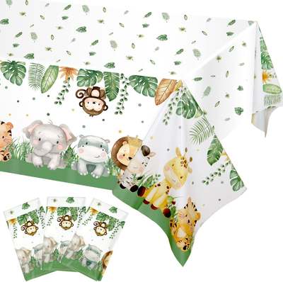 In stock Jungle Zoo theme tablecloth forest lion children's birthday decoration disposable party supplies tableware