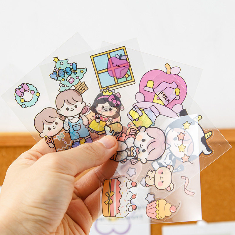 Bulk hand account sticker cartoon PET waterproof sticker decorative material hand account sticker mobile phone Cup diy small sticker