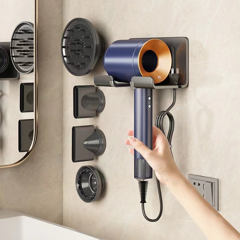 Gun Grey Hair Dryer Storage Rack Dyson Shelf Placing Rack Punch-free Toilet Storage Air Drum Bracket Hanger