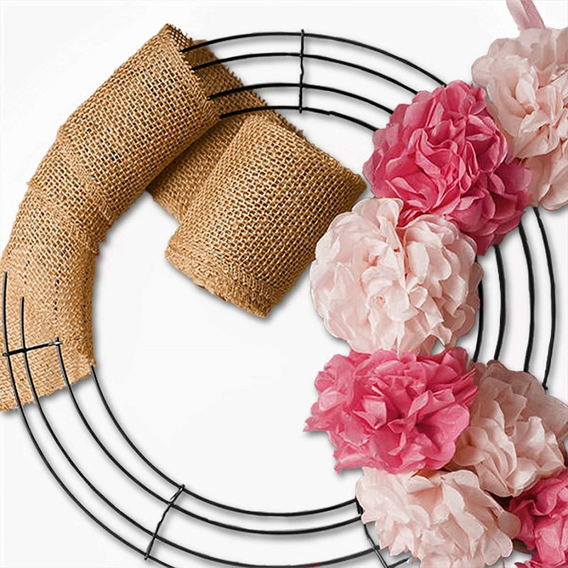 Cross-border 35cm large Garland iron ring Holiday DIY Garland decoration iron 14 inch circle flower arrangement iron ring setting
