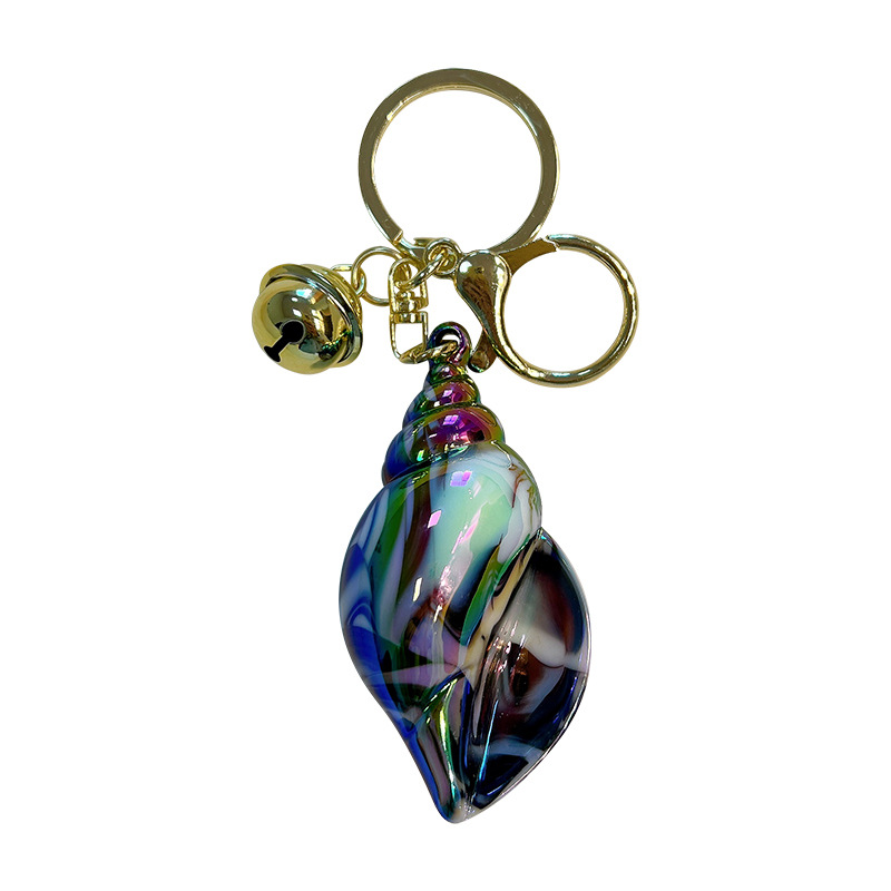 Creative colorful conch keychain female couple key chain bag cartoon exquisite gift car key pendant