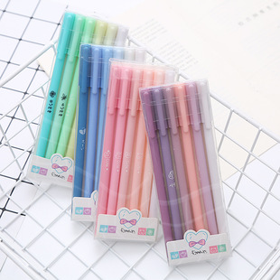 Boxed Morandi Color Pen Gel Pen 6 Sets Student Stationery Examination Pen Office Supplies Black Sign Pen