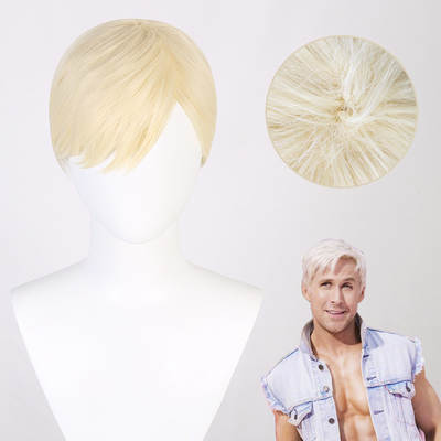 Feifei Barbie real movie Barbie Ken light Golden short hair Cos wig factory direct sales