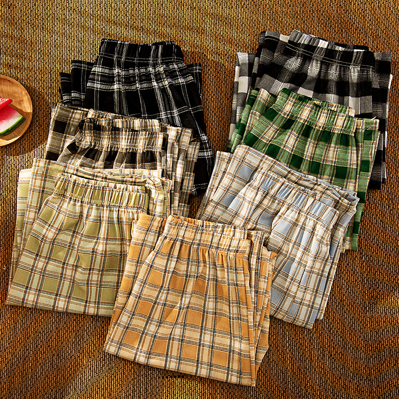Cross-border Explosions Plaid Pants Children's Summer Thin Wide-leg Pants High Waist Straight Loose Slimming Pants