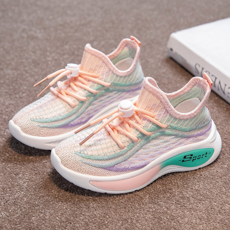 Children's Coconut Shoes Boys Mesh Shoes Spring and Summer 2024 New Girls Sports Shoes Flying Weaving Mesh Surface Breathable Running Shoes