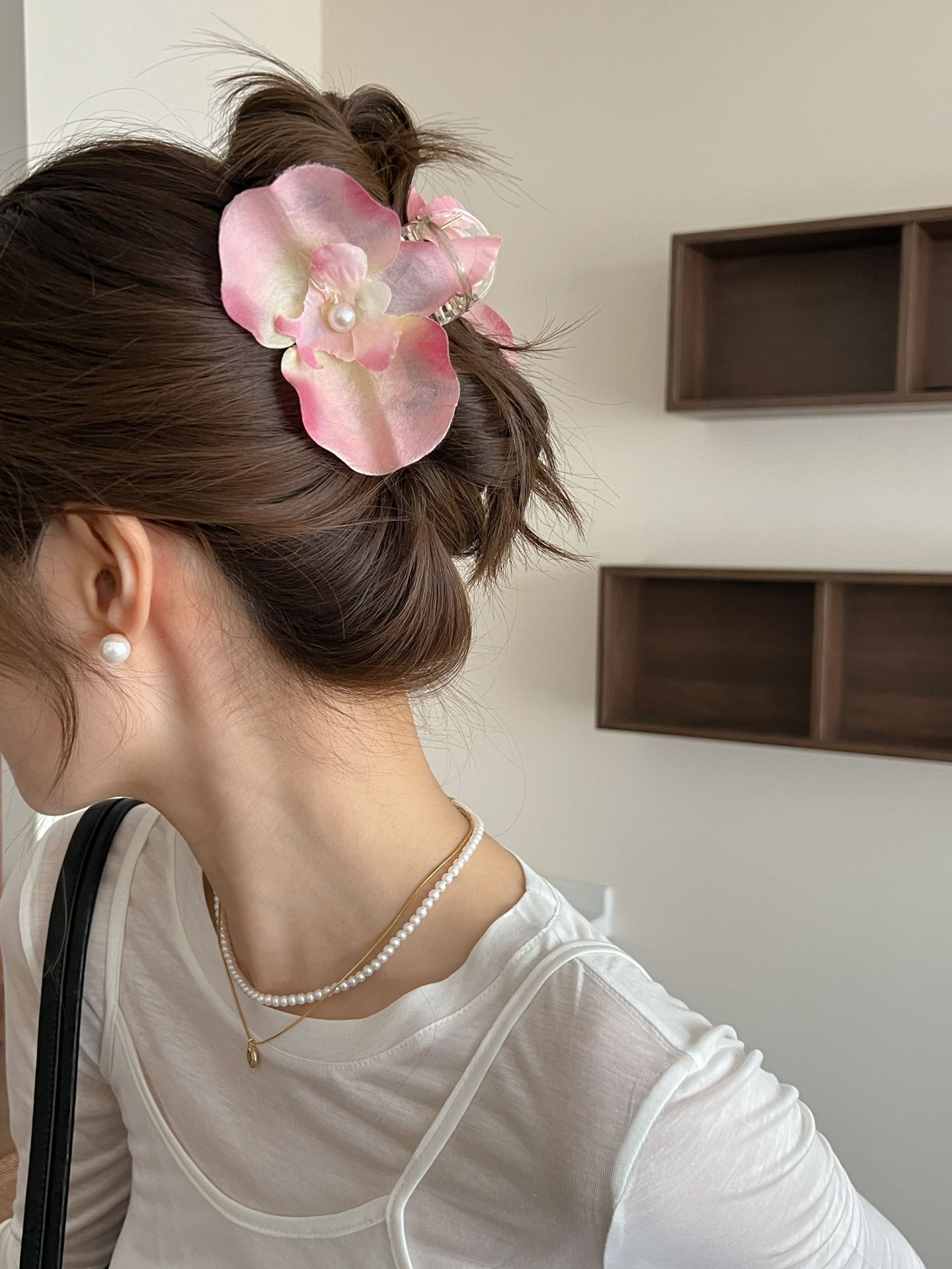 Sweet Phalaenopsis Ribbon Grab Clip Simulation Flower Hair Grab Side Clip Orchid Temperament Sense Super Fairy Head Jewelry_voghion.com