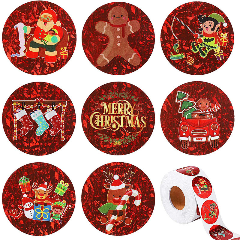 Amazon 2022 New Red Merry Christmas Christmas Sticker Gift Closure Label