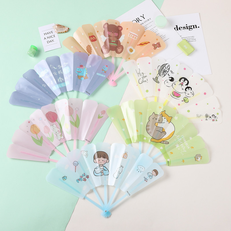Summer Cute Cartoon Small Fan Children's Student Folding Fan Portable Chinese Style Mini Plastic Folding Fan