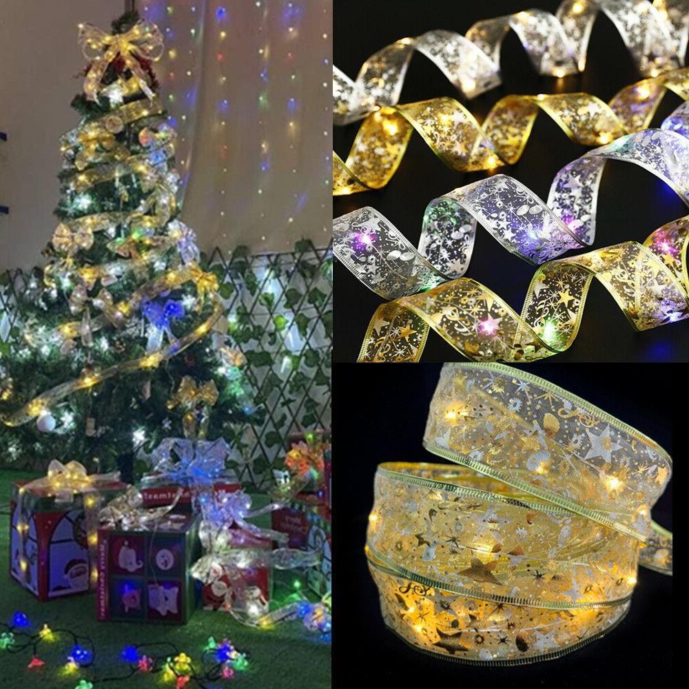 Spot satin lights LED ribbon lights Christmas tree decorative lights string lights holiday wedding gift box packaging ribbon string lights