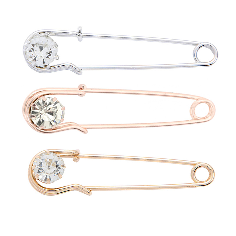 European and American New Fashion Crystal Brooch Metal Women's Shoulder Strap Etiquette Strap Fixed Pin Waist Artifact Anti-Light
