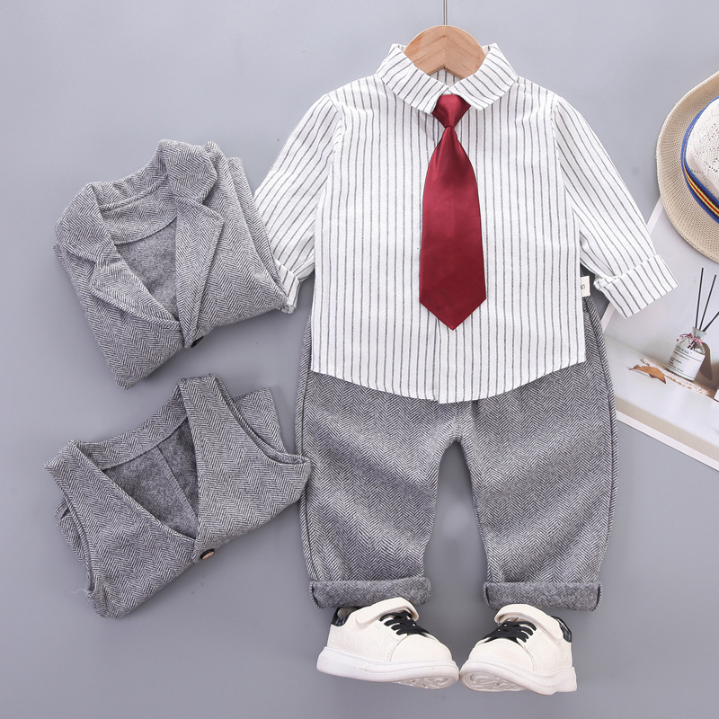 Boys and Girls spring and autumn suit suit 2024 new children's shirt four-piece suit spring and autumn children's one-piece delivery