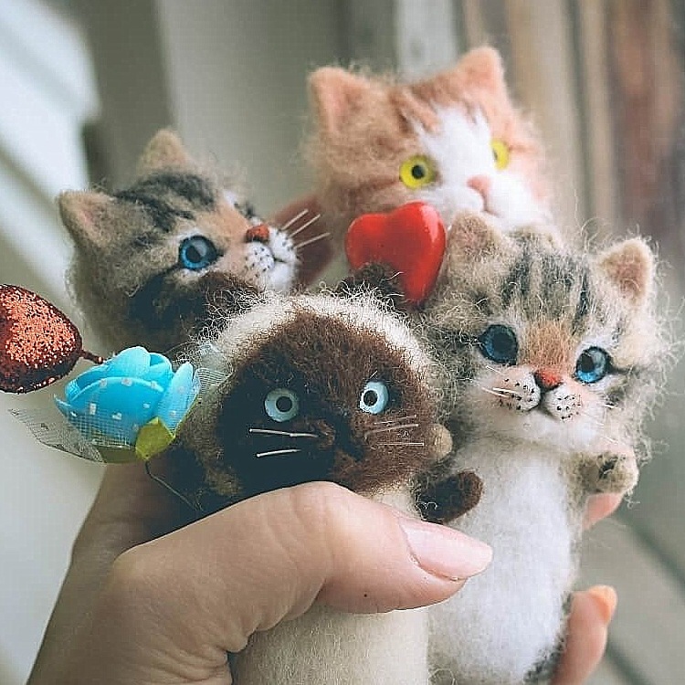 Душа Mu Zi ручной работы Котенок Шерстяной Войлок Poke Le DIY Материал Сумка Войлочная кукла Креативная ручная работа