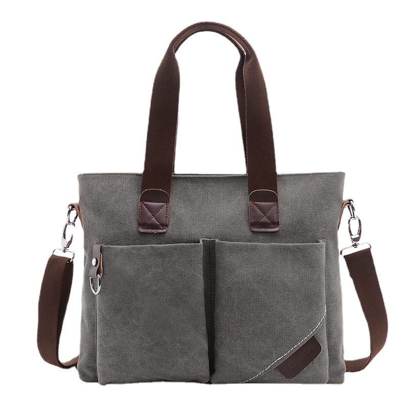 Factory wholesale new men's canvas Laptop Briefcase simple business casual men's shoulder messenger bag