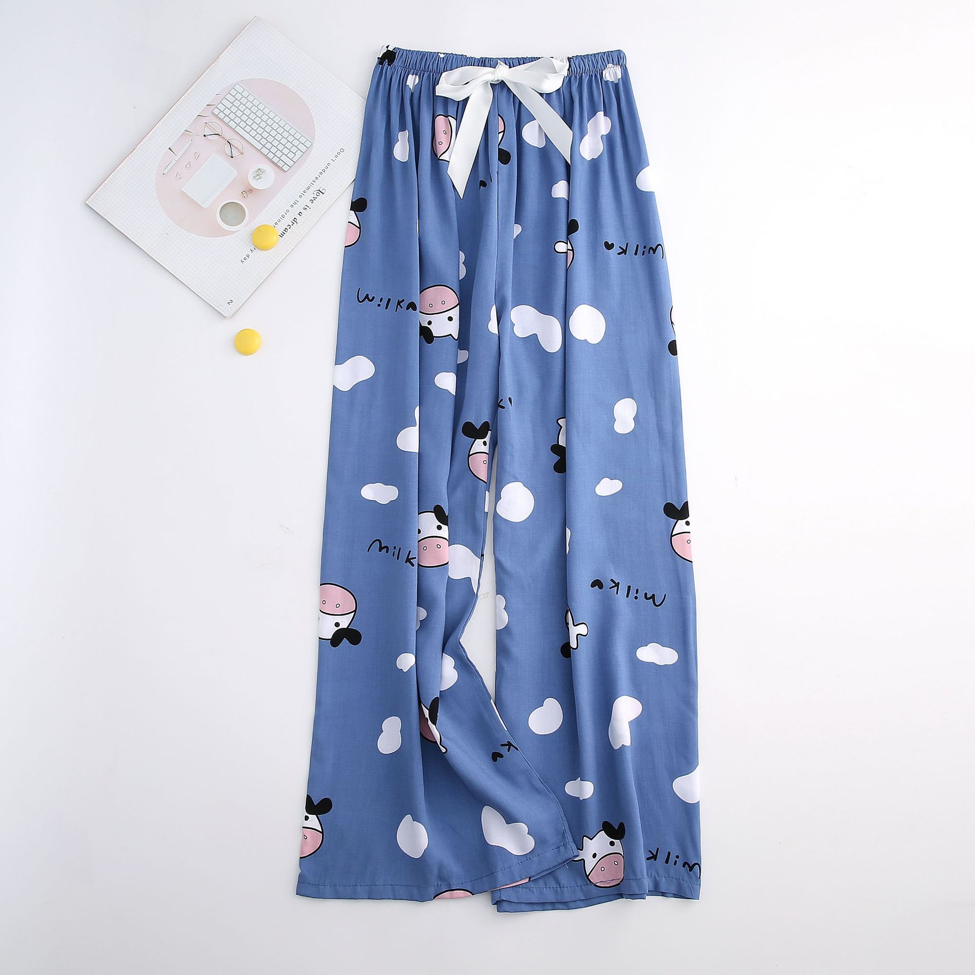 Pyjamahose aus Baumwolle und Seide für Damen, weite Hosen, Außenhandel, Sommer, neue große Größe, lockere Oberbekleidung für Schwangere_voghion.com