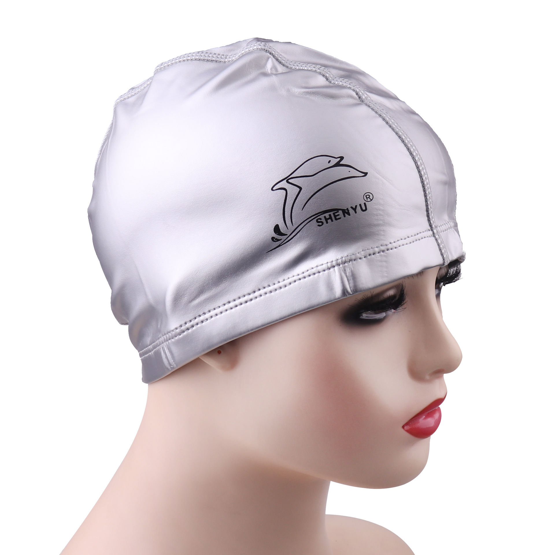 Shenyu PU swimming cap waterproof elastic swimming cap ear protection long hair men and women waterproof head multi-color