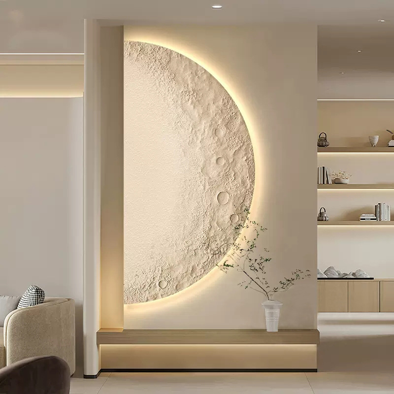 Moon Gate Decorative Abstract Texture LED Atmosphere Lamp Wall Art Modern Minimalist Entrance Corridor Hallway Painting