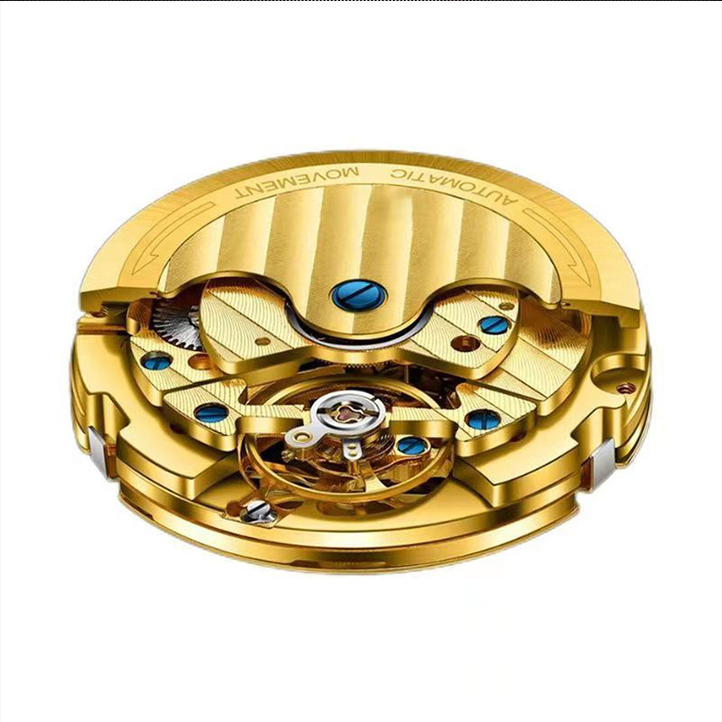 Foreign trade generation watch men's automatic non-mechanical watch waterproof luminous business trend transparent bottom Tourbillon wrist watch