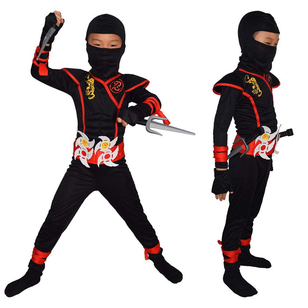 Halloween Japanese Ninja Costume Cosplay Children's Stage Performance Samurai Clothes Invisibility Needle Suit 