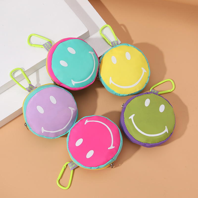 New Cartoon candy color smiley face bag mini solid color key case pendant change storage bag universal men and women fashion