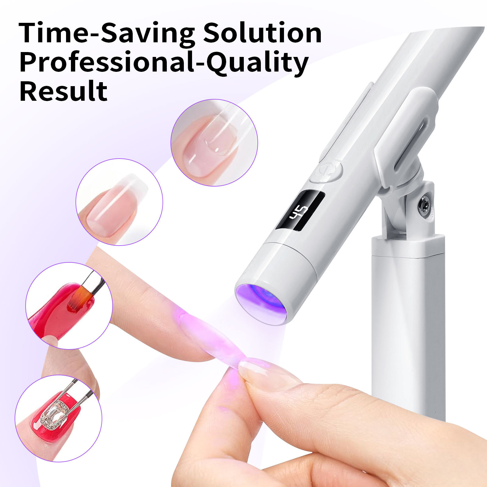 New hand-held portable nail art one-word lamp holder 360-degree rotating multi-functional holder for wearing nail plate baking lamp