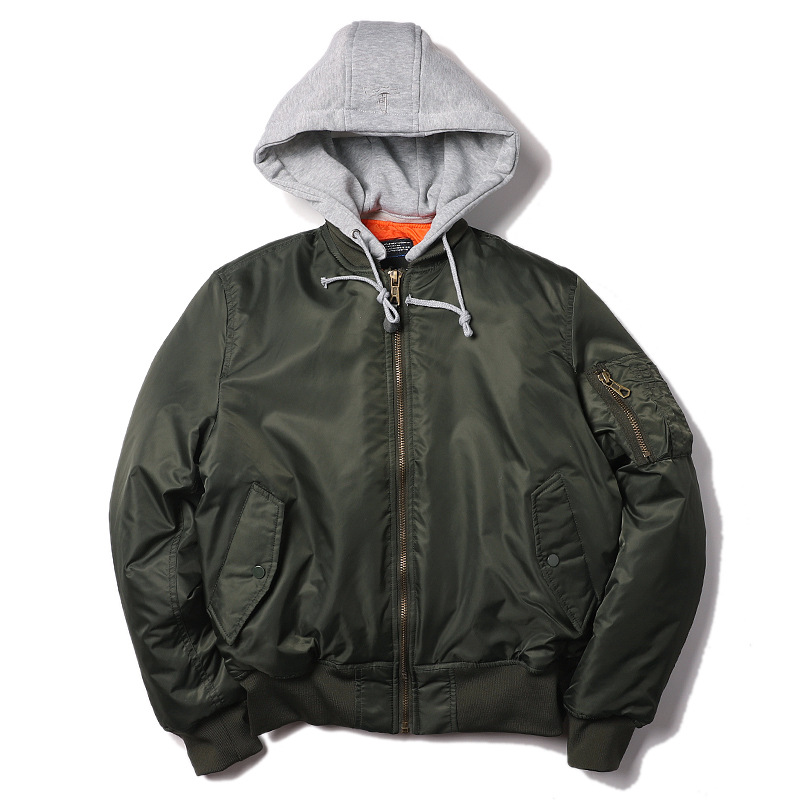 Norman Longmei workwear winter hooded pilot jacket oversized men's cotton-padded coat non-ironing student coat